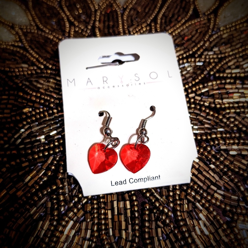 3 for $10 earrings red heart dangle earrings